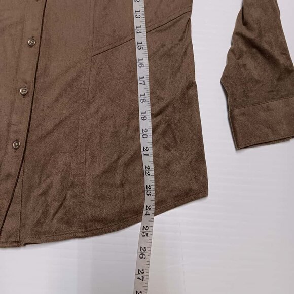 Chicos Brown Cotton Shirt, Lightweight, Button Front, Roll Tab Slv - Picture 5 of 5